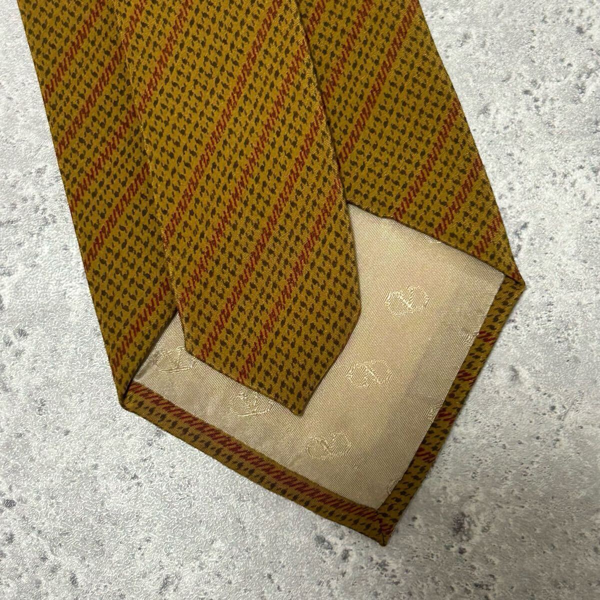 valentino バレンティノ　ネクタイ シルク100% 黄土色 からし色 マスタード　イエロー系 イタリア製 7430FH_画像4