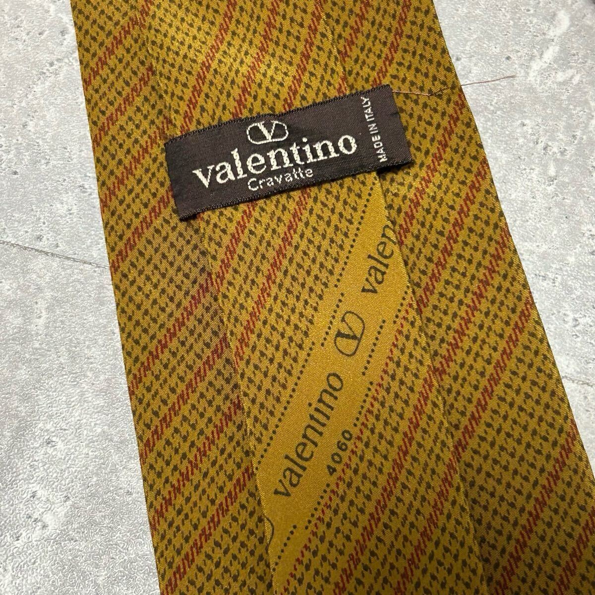 valentino バレンティノ　ネクタイ シルク100% 黄土色 からし色 マスタード　イエロー系 イタリア製 7430FH_画像5