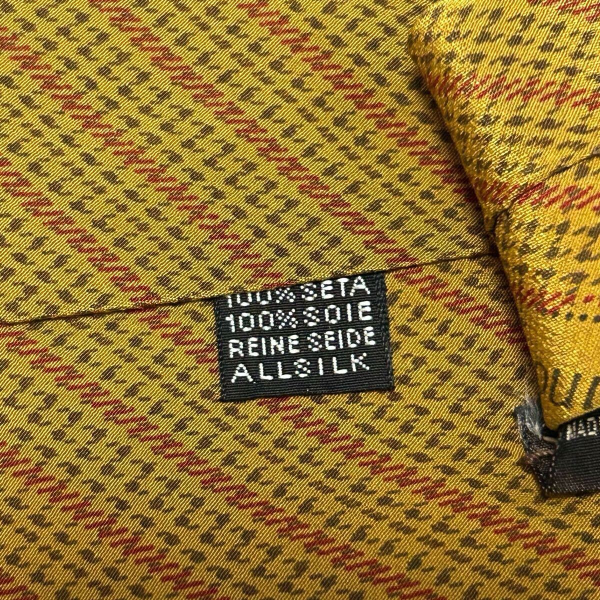 valentino バレンティノ　ネクタイ シルク100% 黄土色 からし色 マスタード　イエロー系 イタリア製 7430FH_画像6