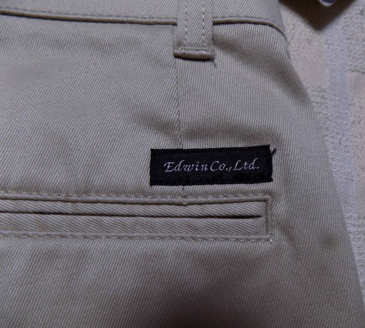 未使用タグ付 エドウィン KHAKI 　形狀安定?ストレッチ?レギュラーフィット　スラックス 34(W86)?。ü躎）
