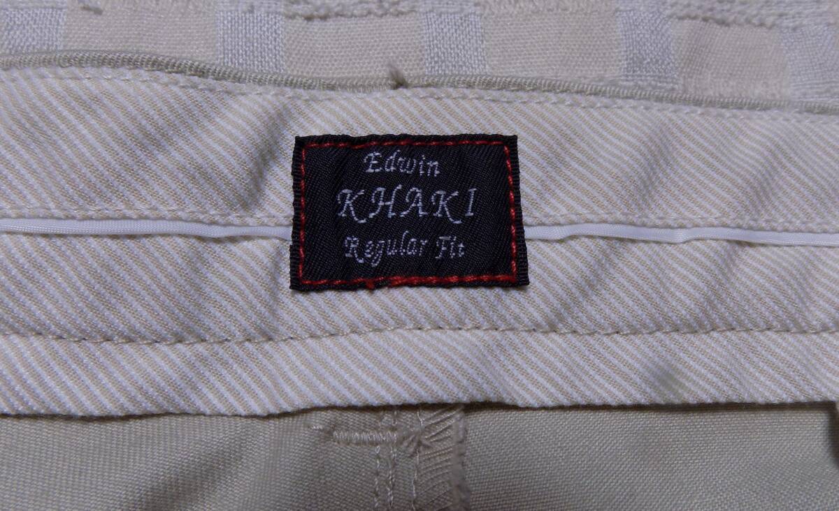 未使用タグ付 エドウィン KHAKI 　形狀安定?ストレッチ?レギュラーフィット　スラックス 34(W86)?。ü躎）