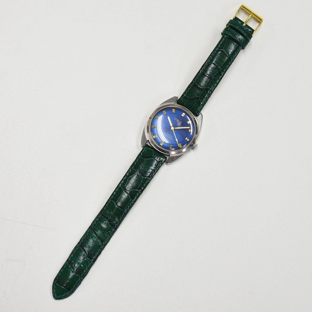 1円 可動品 腕時計(jì) オリス ORIS 機(jī)械式 手巻き メンズ ブルー系 同梱不可