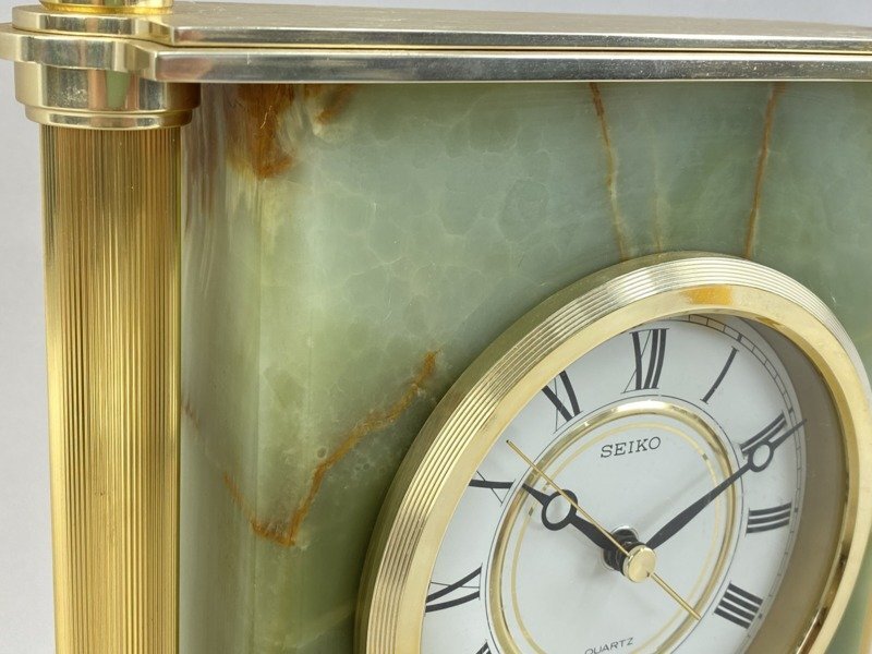 ac93 セイコー 置時(shí)計(jì) QW912M 動(dòng)作品 クォーツ クロック 大理石 アンティーク 時(shí)計(jì) 昭和レトロ インテリア