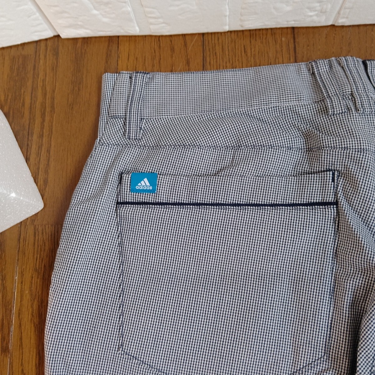 1958【中古】adidas golf　アディダスゴルフ　ゴルフウェア　ロングパンツ　メンズ　サイズ　W82　白黒チェック柄_画像8