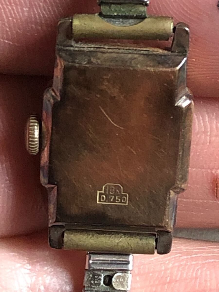 18K 0.750刻印　腕時(shí)計(jì)　HEBREWS　17jewels　総重量12.65ｇ