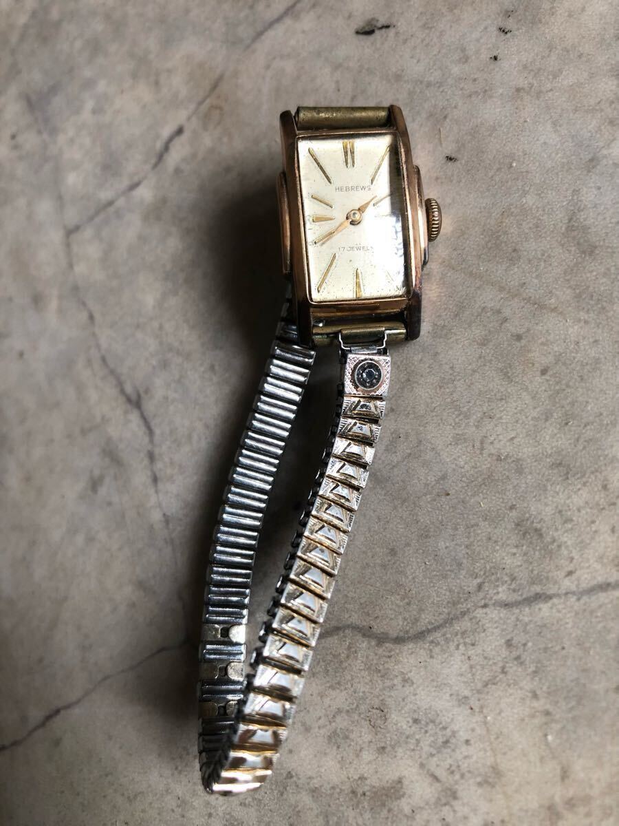 18K 0.750刻印　腕時(shí)計(jì)　HEBREWS　17jewels　総重量12.65ｇ