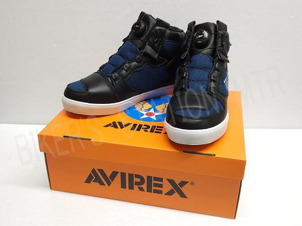 送料無(wú)料 AVIREX アヴィレックス AV2279 DICTATOR ネイビー 25cm 防水 デニム スニーカー ライディングシューズ アビレックス 管理T