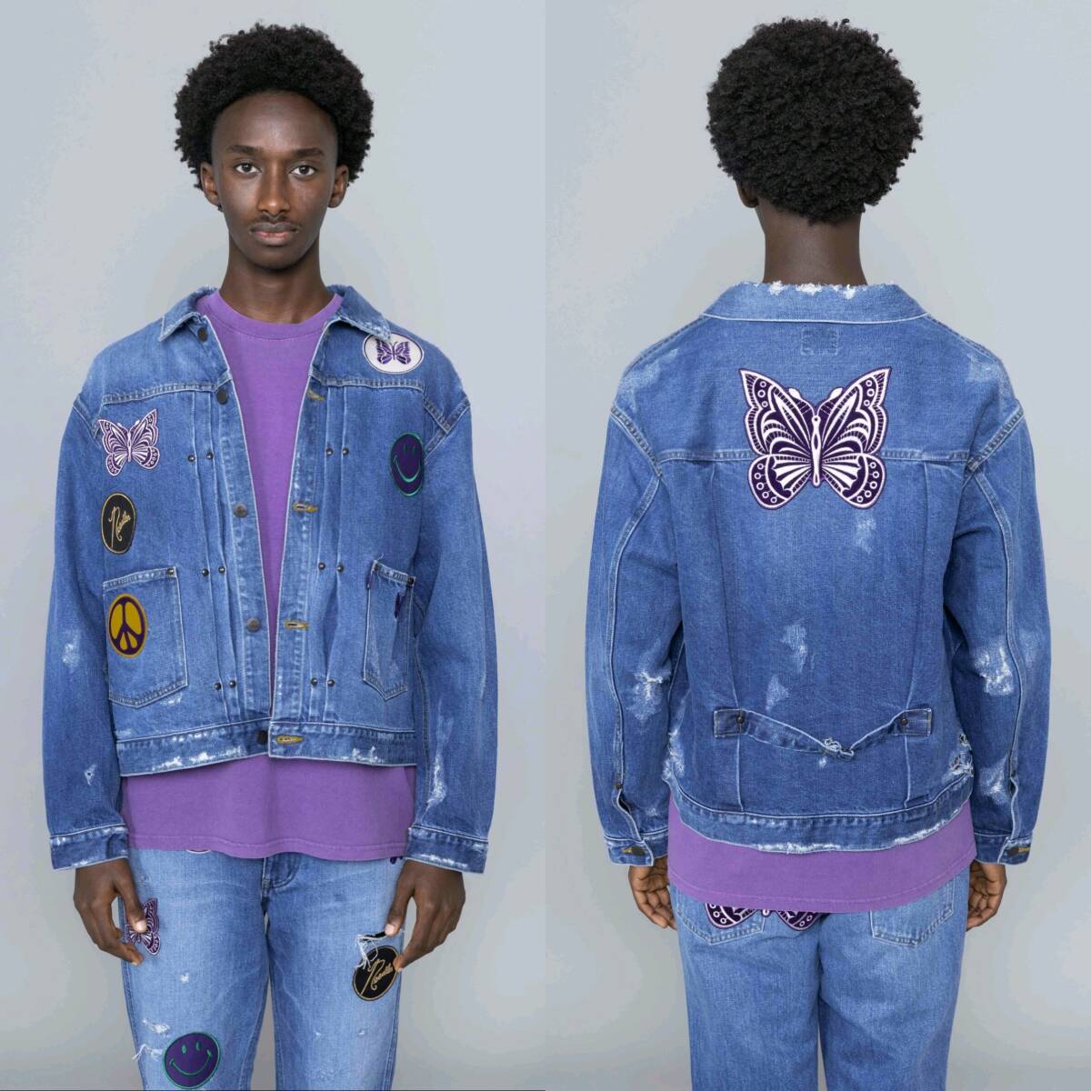 新品 22SS NEEDLES Assorted Patches Jean Jacket 13oz C/L