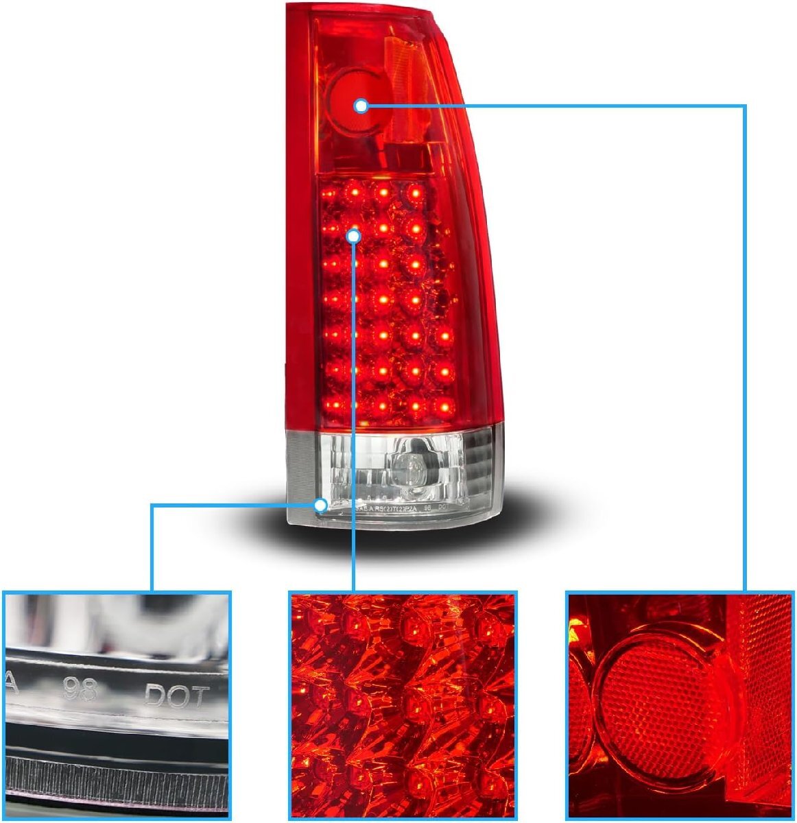 【レッド/G2】88-99y サバーバン ユーコン タホ C/K C-1500 K-1500 シエラ エスカレード ユーコンデナリ LED テール ライト C1500 K1500