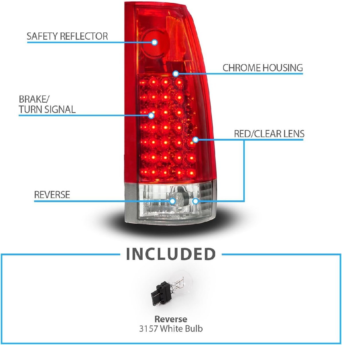 【レッド/G2】88-99y サバーバン ユーコン タホ C/K C-1500 K-1500 シエラ エスカレード ユーコンデナリ LED テール ライト C1500 K1500