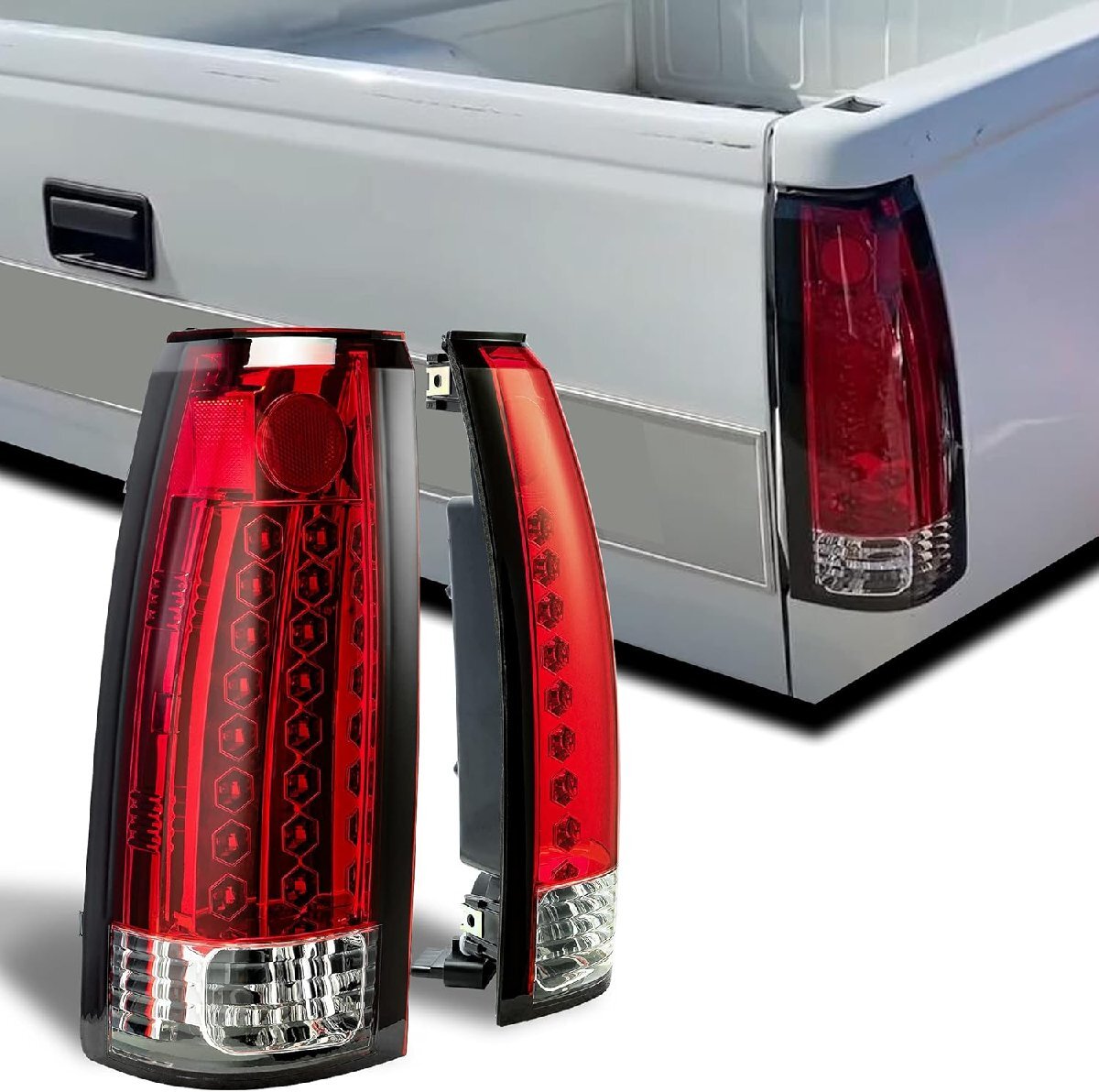 【レッド/クリア/G3】88-00y C/K タホ サバーバン ユーコン デナリ シエラ エスカレード C-1500 K-1500 LED テール ライト バック ランプ