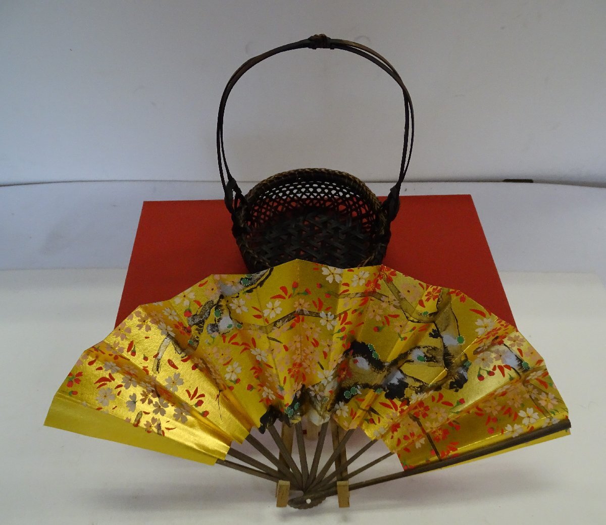 ?品名：　花見扇子　?用途：　飾り物　?技法:　天然竹網(wǎng)式カゴ?NO-R6-10-5.8