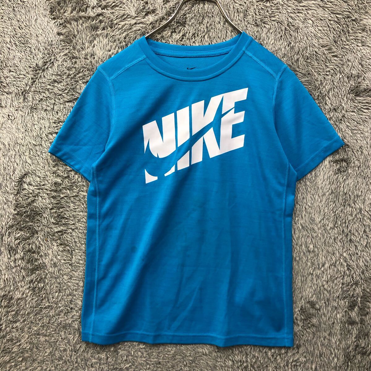 NIKE ナイキ 半袖Tシャツ 半袖カットソー サイズM ブルー 青 ドライ生地 ロゴ スポーツウェア レディース トップス 最落なし（J）