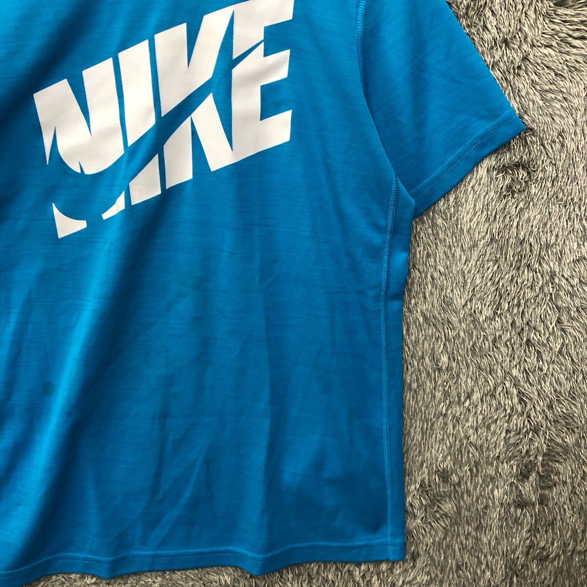 NIKE ナイキ 半袖Tシャツ 半袖カットソー サイズM ブルー 青 ドライ生地 ロゴ スポーツウェア レディース トップス 最落なし（J）