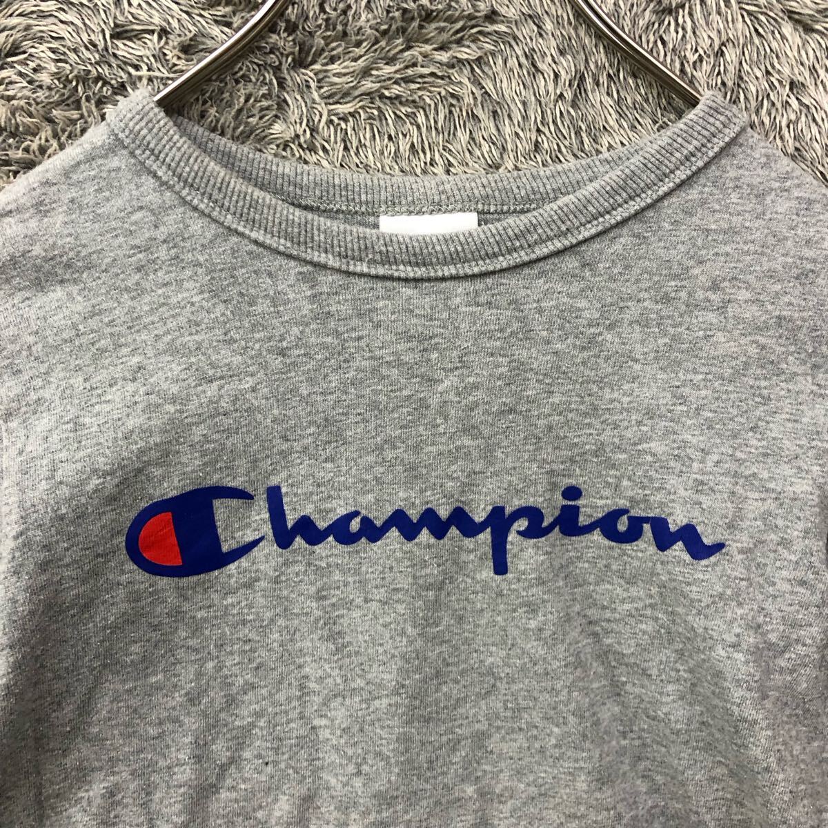 champion Champion long T футболка с длинным рукавом cut and sewn размер 120 серый передний Logo принт Kids ребенок одежда tops нет максимальной ставки (K)