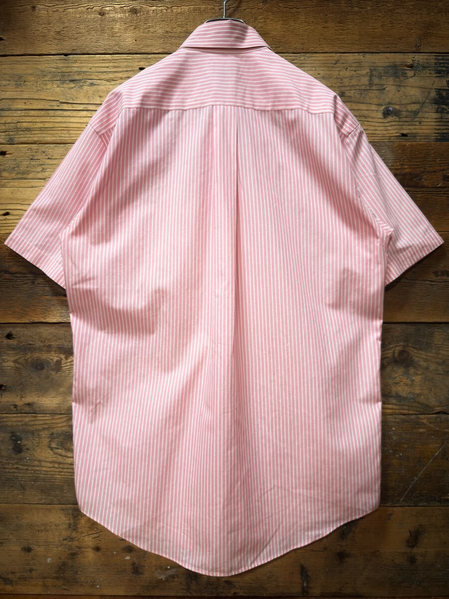 BROOKS BROTHERS　ストライプ ボタンダウン 半袖シャツ　Sサイズ (大きめ)　ピンク×ホワイト　/ ブルックスブラザーズ Stripe BD ビジネス