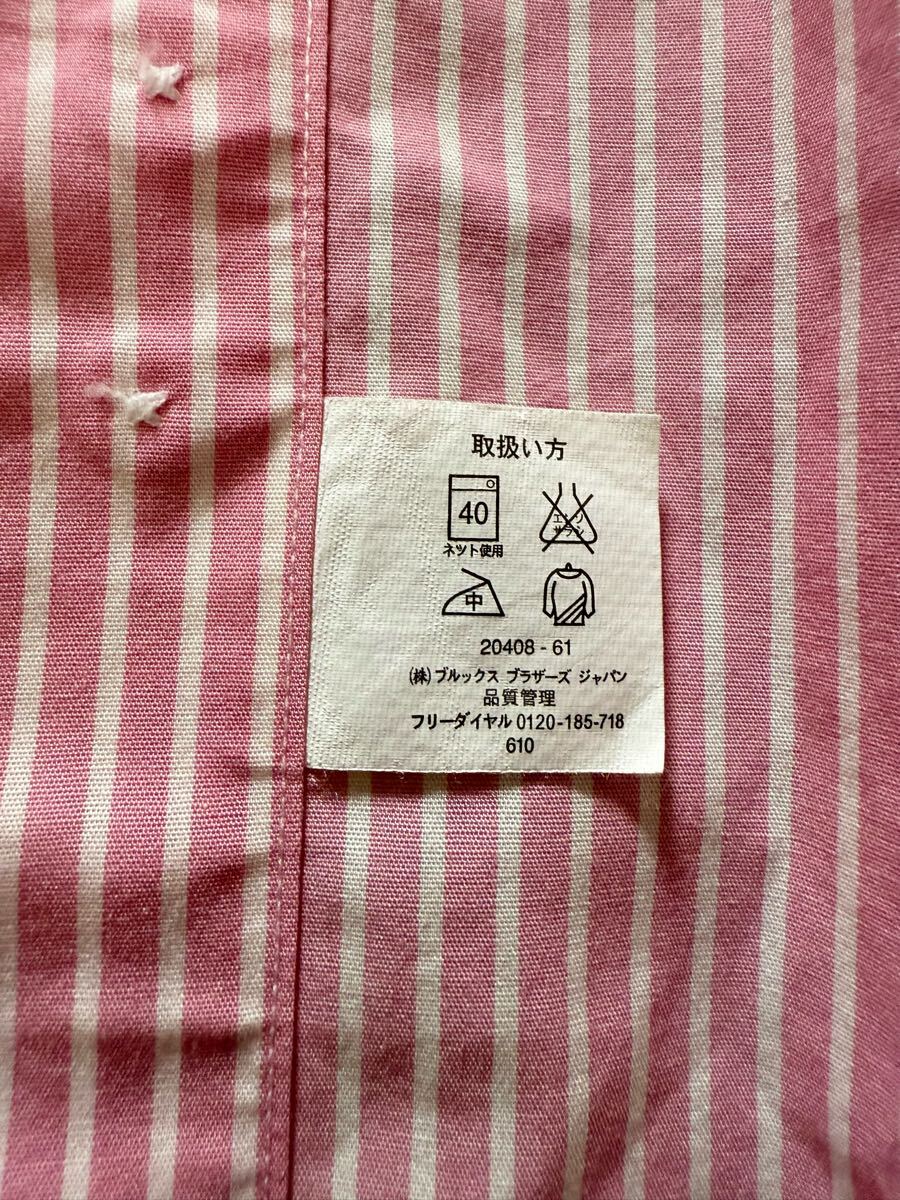 BROOKS BROTHERS　ストライプ ボタンダウン 半袖シャツ　Sサイズ (大きめ)　ピンク×ホワイト　/ ブルックスブラザーズ Stripe BD ビジネス
