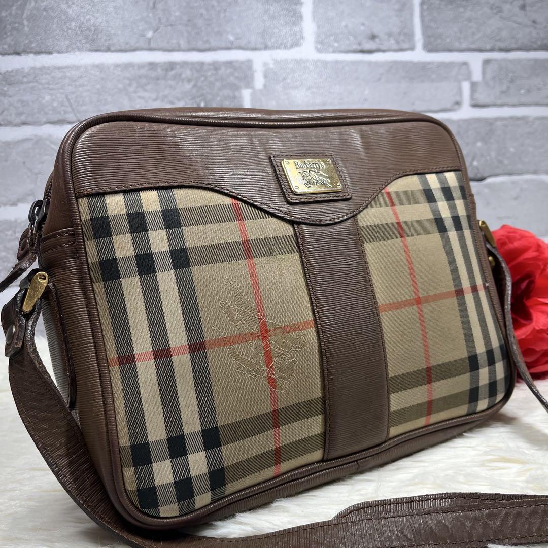 極美品 Burberry ショルダーバッグ ノバチェック シャドーホース 黒 BURBERRY バーバリー ショルダーバッグ ノバチェック シャドー