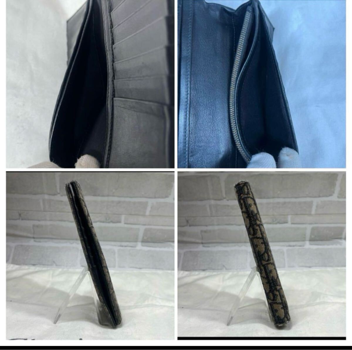 1円?DIOR ディオール 長(zhǎng)財(cái)布 メンズ トロッター キャンバス 総柄 クリスチャンディオール 二つ折り ロゴ 金具 財(cái)布 さいふ 10?BO?0252 