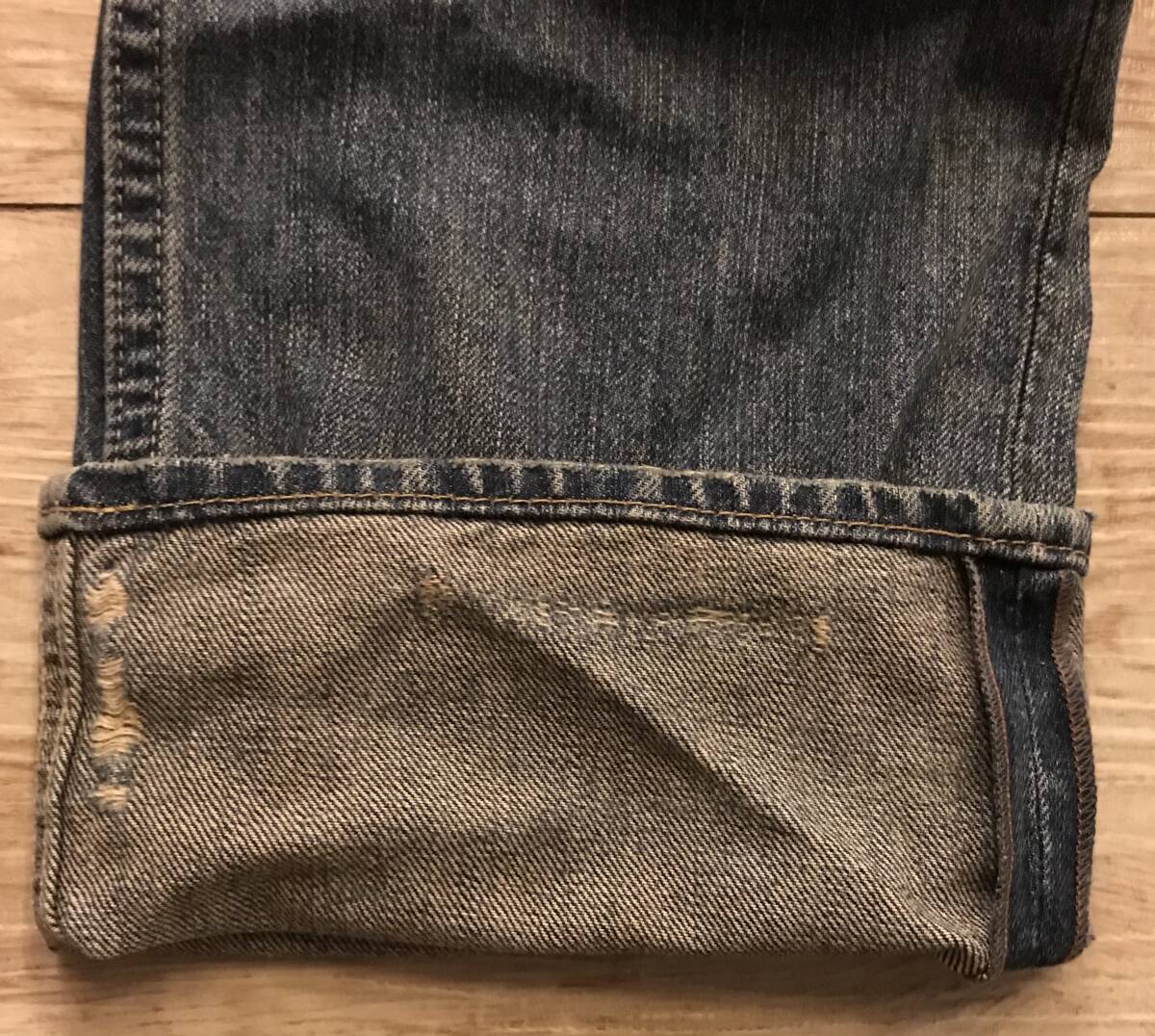 美品 POLO RALPH LAUREN RL67 デニムパンツ ジーンズ 星條旗パッチ 刺繍 ヴィンテージ加工 ストレート 正規(guī)品 インディゴ ウエスト実寸86cm