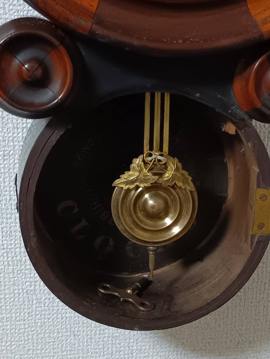 み3 アンティーク　柱時(shí)計(jì)　ダルマ型　ICHIBEI HAYASHI　動作品