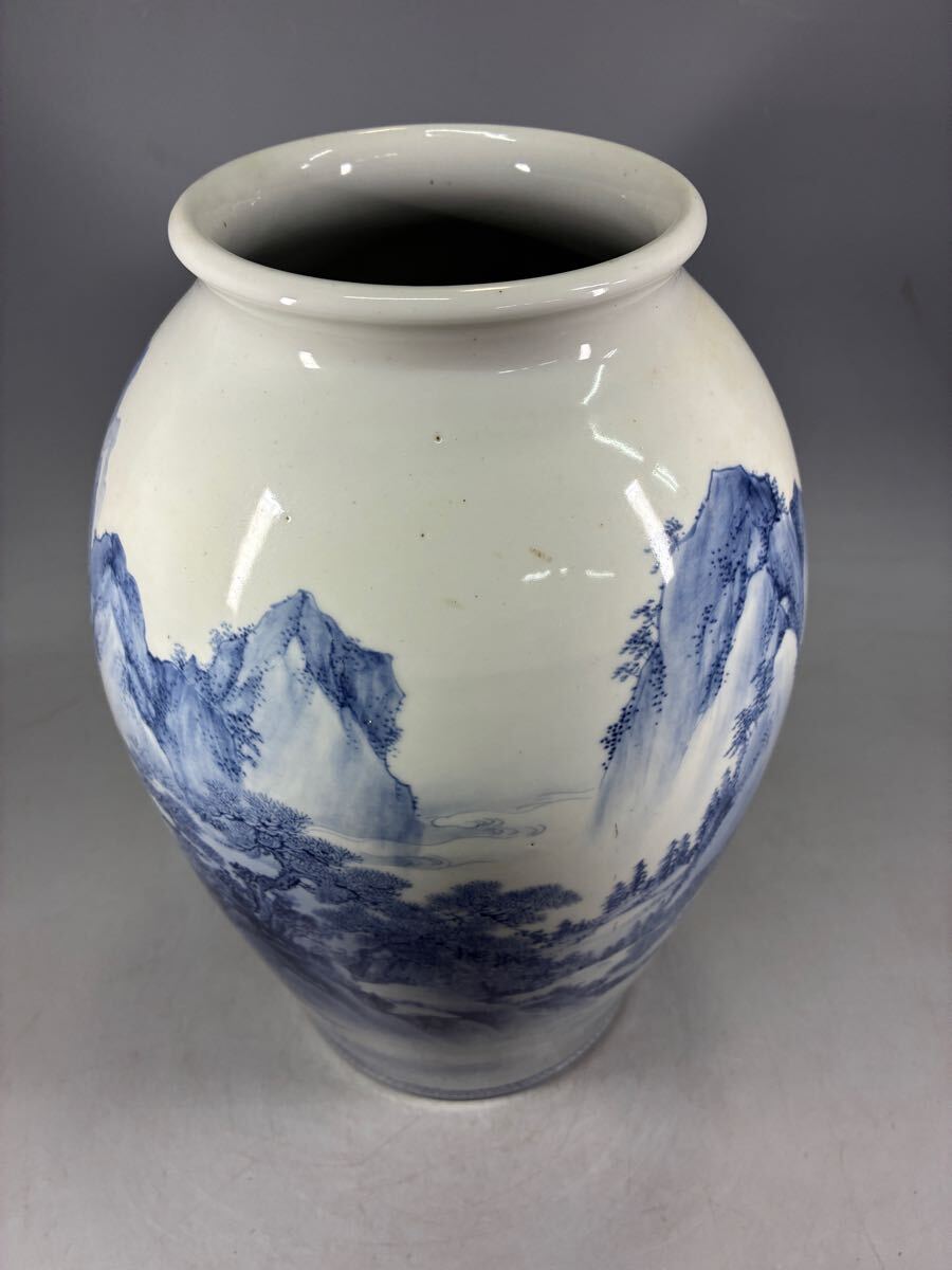 洋服通販 - 新作アイテムを 平戸焼 フラワー 飾壺 花瓶 花器 花入 飾壷 染付山水図花瓶 工芸品
