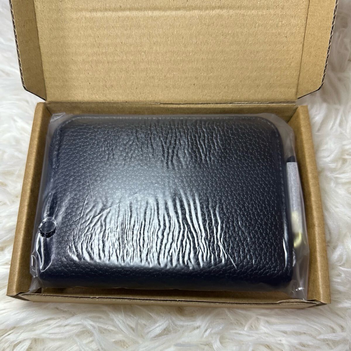 本革 ミニ財布 財布 コインケース 二つ折り財布 黒 ギフト プレゼント 折りたたみ財布 レザー カードケース ラウンドファスナー ブラック