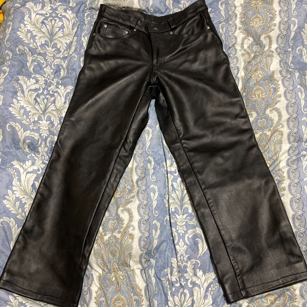 「ＳｃｈｏｔｔN.Y.C.」レザーパンツ／MADE IN U.S.A.／size３４ レザーパンツ ブラック 牛革