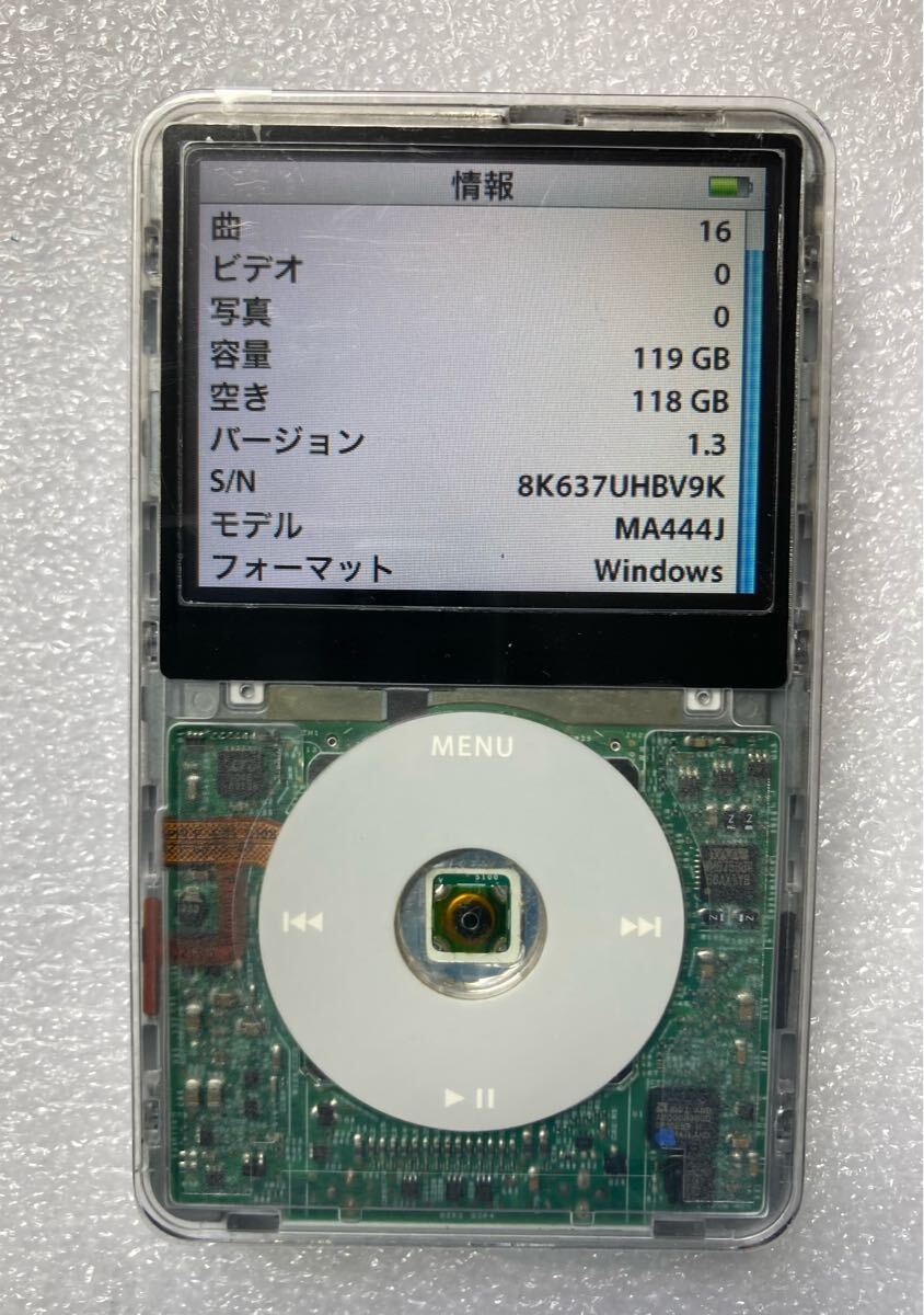 iPod classic 30GB → SSD128GB&超大容量2000m Ahバッテリー交換済。フロントパネル、ホームボタンスケルトン交換済、液晶交換済　動作OK 