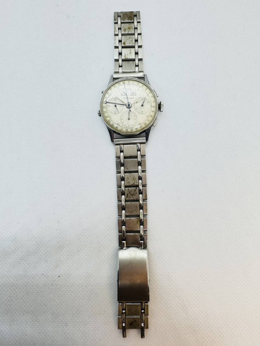 1円?☆稼働☆【W(wǎng)ITTNAUER】ウィットナー トリプルカレンダー クロノ 希少 復(fù)雑時計 アンティーク ヴィンテージ 激レア【TNK249】現(xiàn)狀品