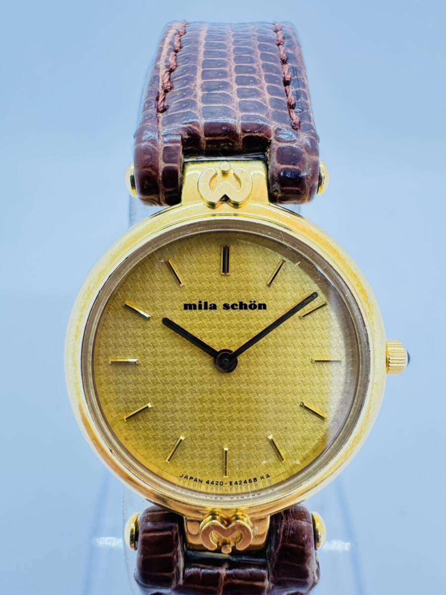 1円☆不動☆【mila schon】ミラ?ショーン K18 750 4220-E41146 18.4g クォーツ アンティーク ヴィンテージ 激レア【TNK258】現(xiàn)狀品