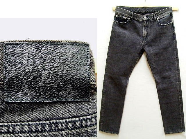 ◇即決[W31 SLIM]美品 LOUIS VUITTON モノグラム パッチ スリム ビンテージ加工 デニム ルイヴィトン パンツ■3032