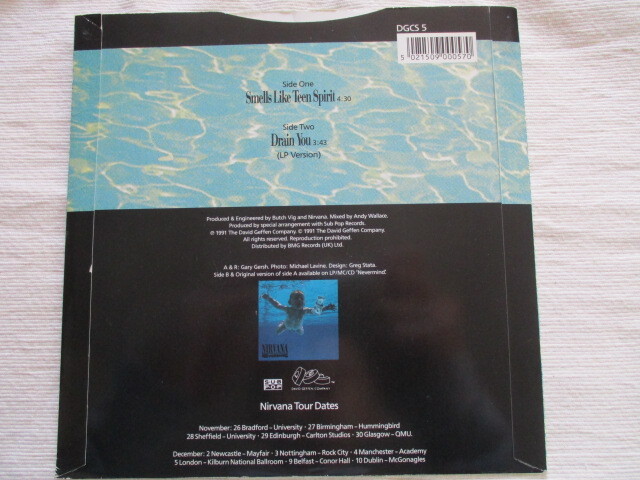 NIRVANA 7！SMELLS LIKE TEEN SPIRIT, UK 7インチ EP 45, 美品