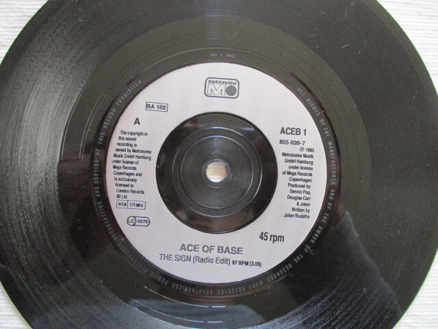 ACE OF BASE 7！THE SIGN, UK 7インチ EP 45, 美盤