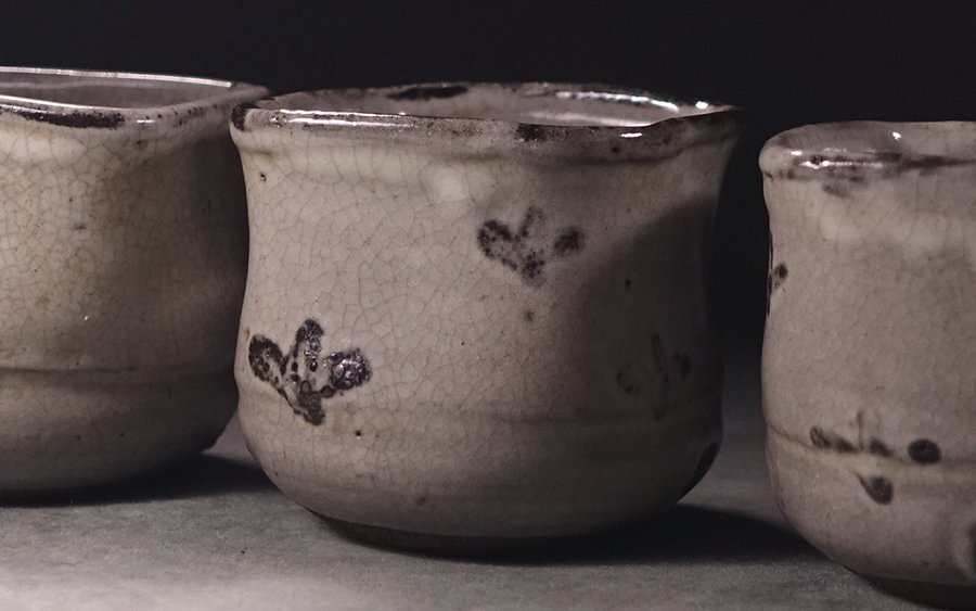 ?花?時代茶道具 絵唐津皮鯨角向付五客