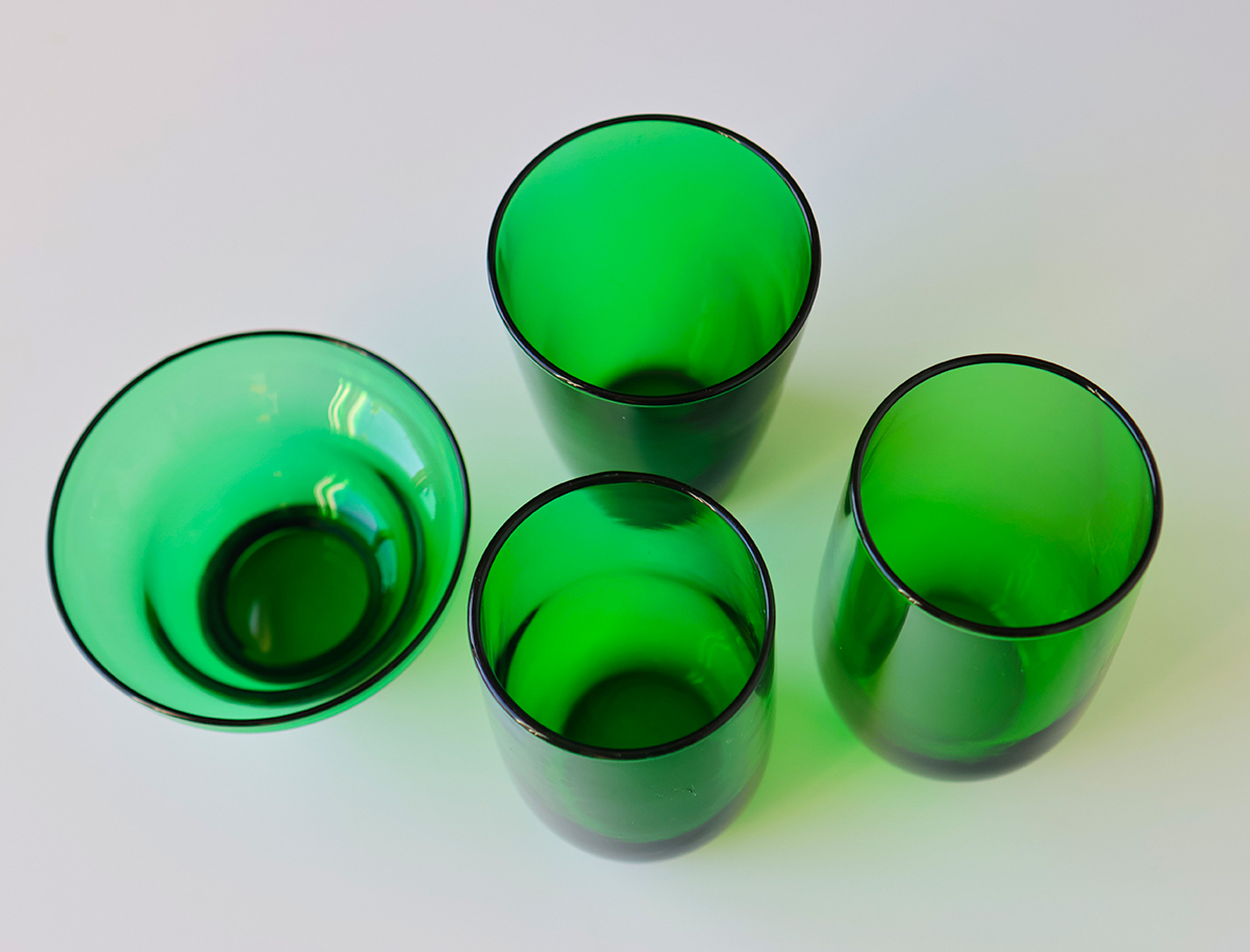  прекрасный товар! Fire King forest green высокий стакан миска cup 4 шт. комплект сок стакан Vintage retro стекло античный 