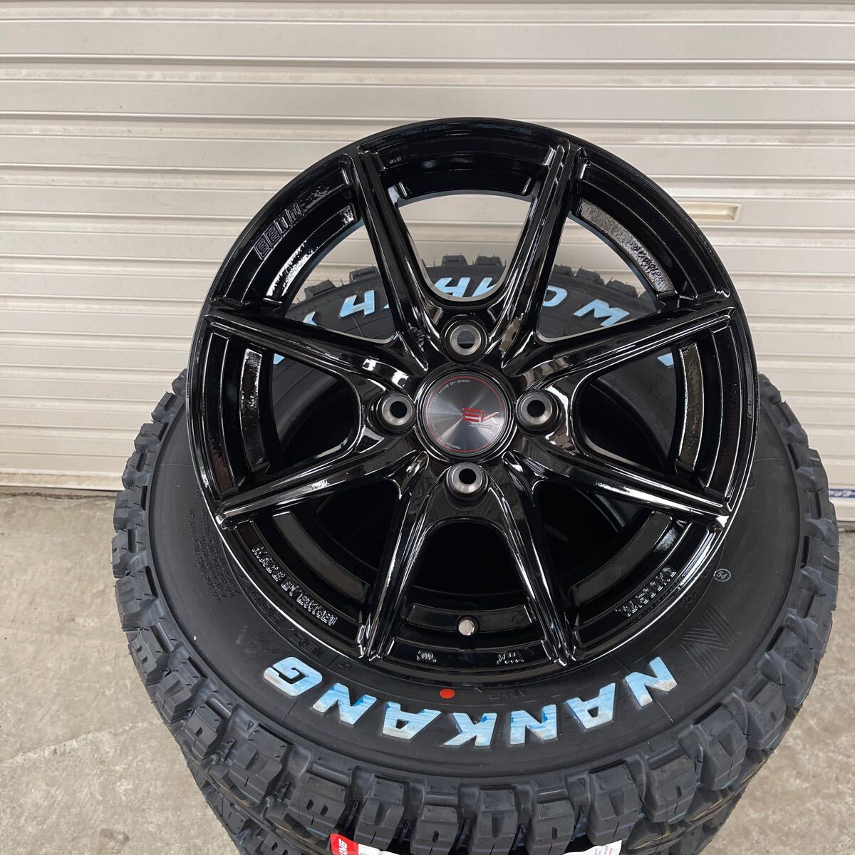 《SEIN EK》 ナンカンFT-9◆165/80R14◆ホワイトレター　チューナーサイズ軽トラ 軽バン 4本セット ソリッドブラック 5.5J+43