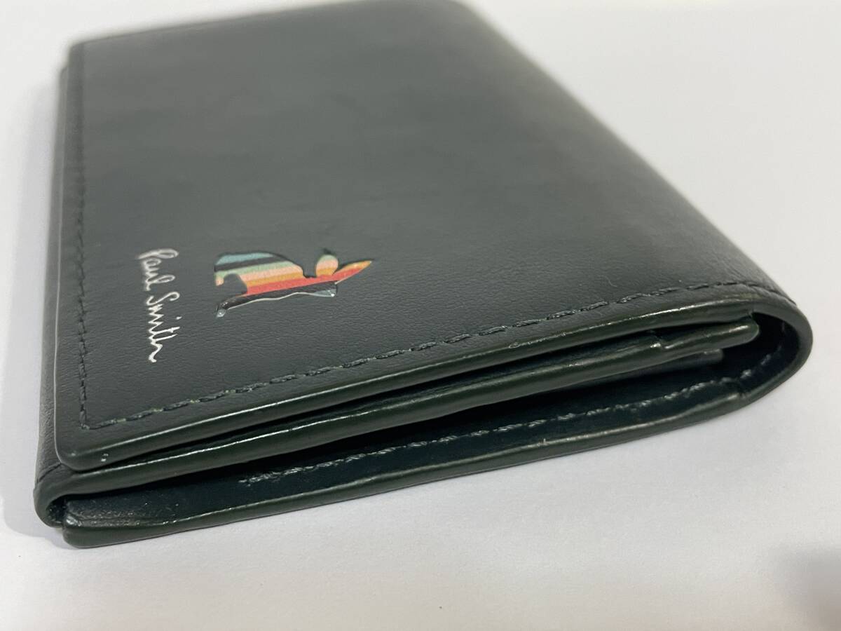 ポールスミス Paul Smith 牛革レザー名刺入れ カードケース 黒 ブラック マーケトリーストライプラビット 