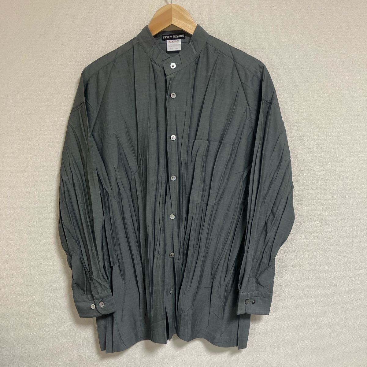 2000年代 アーカイブ ISSEY MIYAKE イッセイミヤケ プリーツシャツ シワ加工シャツ M グレー