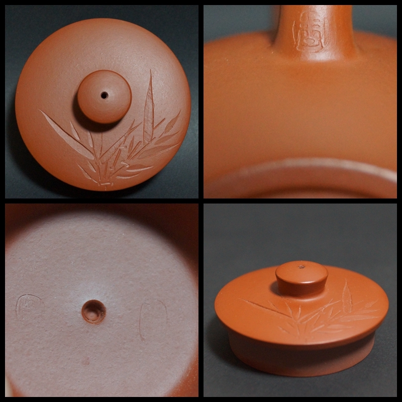 中国宣興紫砂 周健偉造 紫砂細工急須 刻『竹漢詩文』紫砂壺 鉄砲口朱泥 煎茶道具 閑】中国宣興紫砂 周健偉造 紫砂細工急須 刻『竹漢詩文』紫砂壺