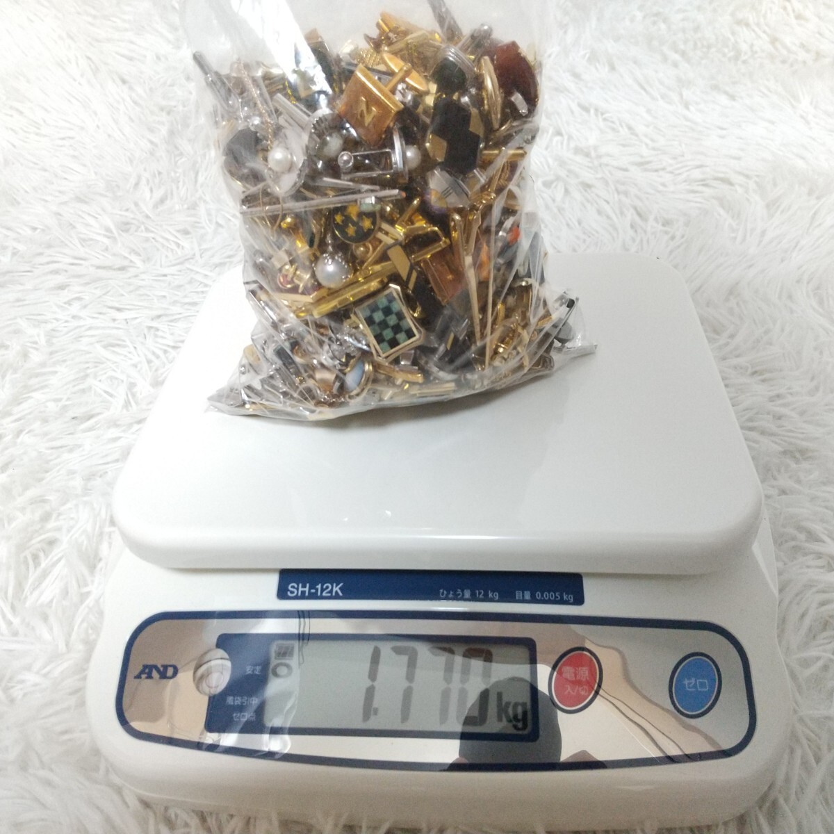 1.7kg メッキ ゴールド シルバー アクセサリー ネクタイピン リング　天然石 カフス イミテーション ヴィンテージ ピン　大量 1円
