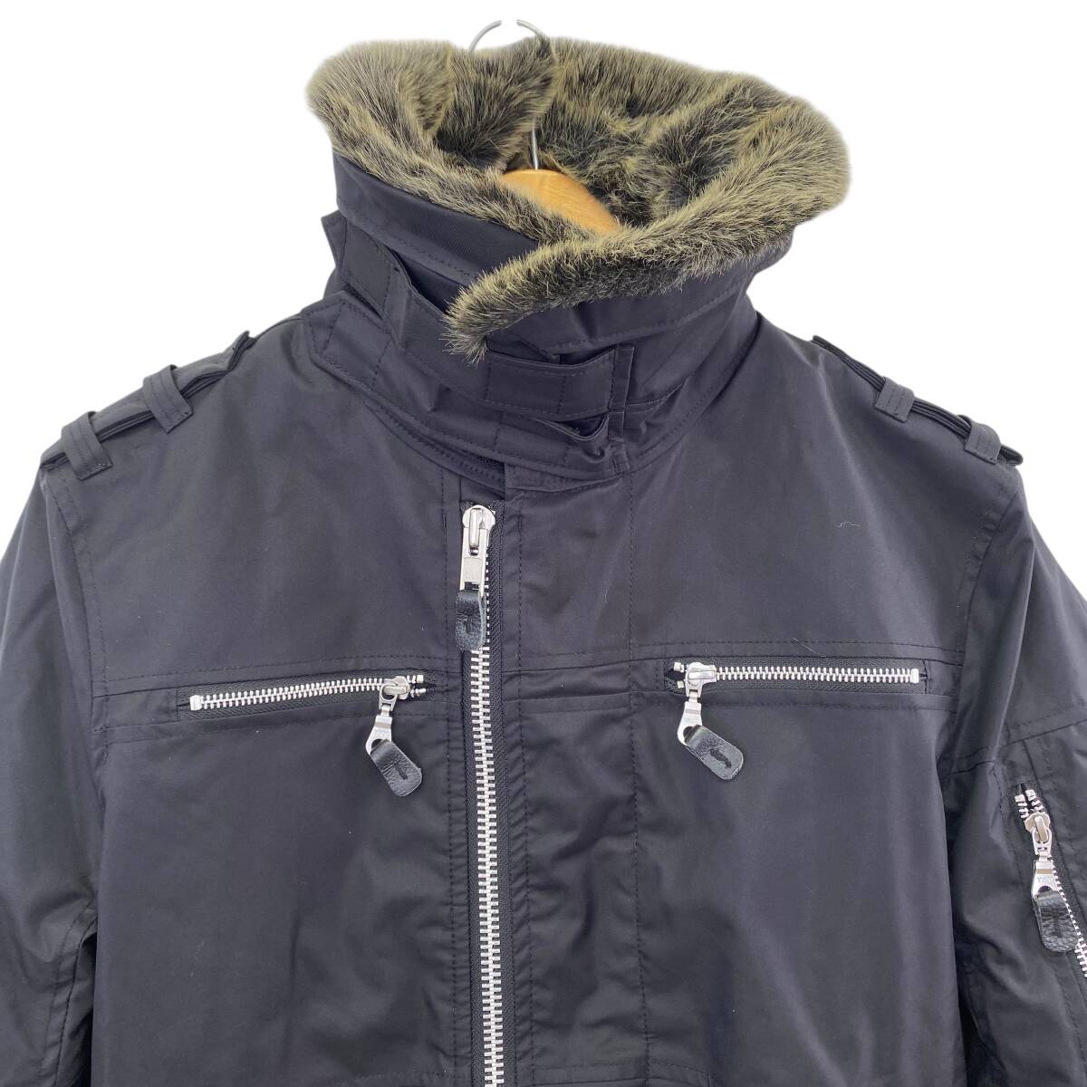 未使用 ブラック フード付きジャケット Mサイズ THUG CLUB サグクラブ ブラック ロゴ フライトジャケット