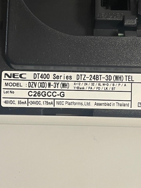 送料無料 未使用品 NEC コードレスビジネスフォン DTZ-24BT-3D (WH) DT400シリーズ / 24ボタンカールコードレスデジタル多機(jī)能電話機(jī)