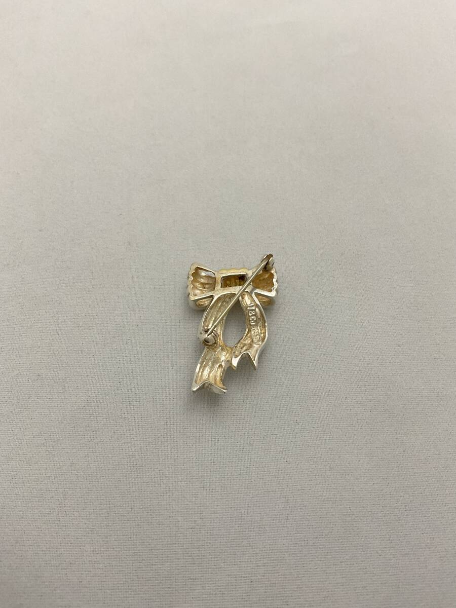 TIFFANY&Co.　ティファニー　リボン　コンビ　ブローチ　シルバー　ゴールド　アクセサリー　925　750【C118173】