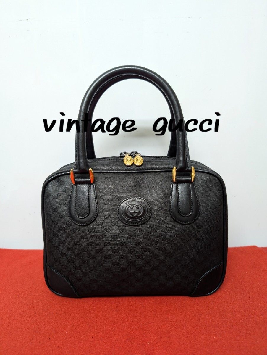 美品 極上!gucci マイクロGG ハンドバッグ ブラック ミニボストン 廃盤 美品 極上 gucci マイクロGG ハンドバッグ ブラック ミニ