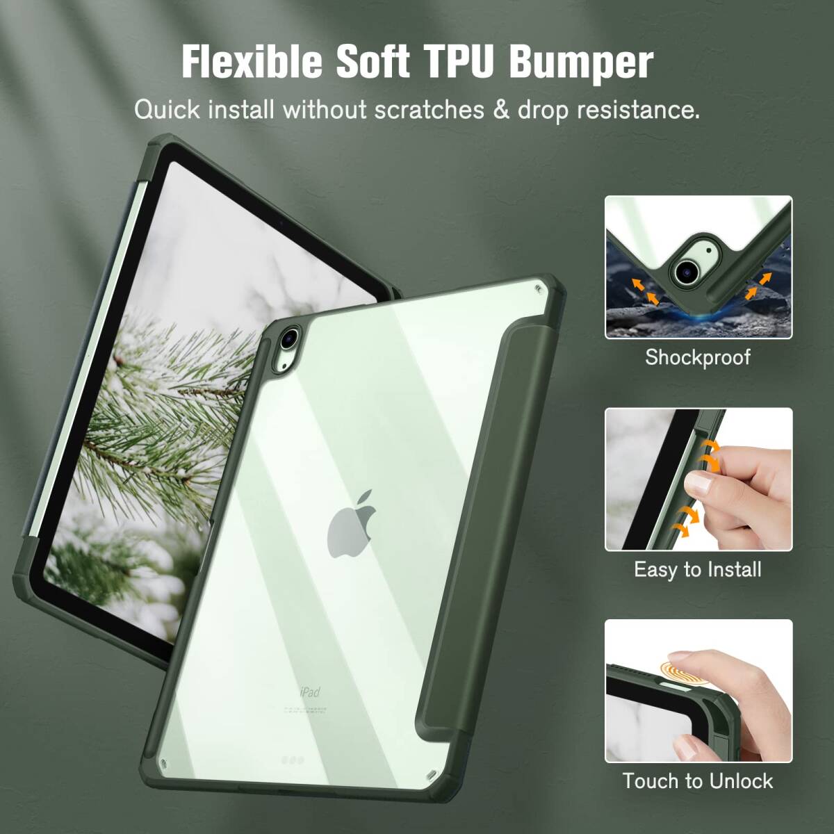  кейс 2022/2020 кейс 10.9 5/4 дюймовый Air прозрачный задний покрытие Air Apple / Pencil /
