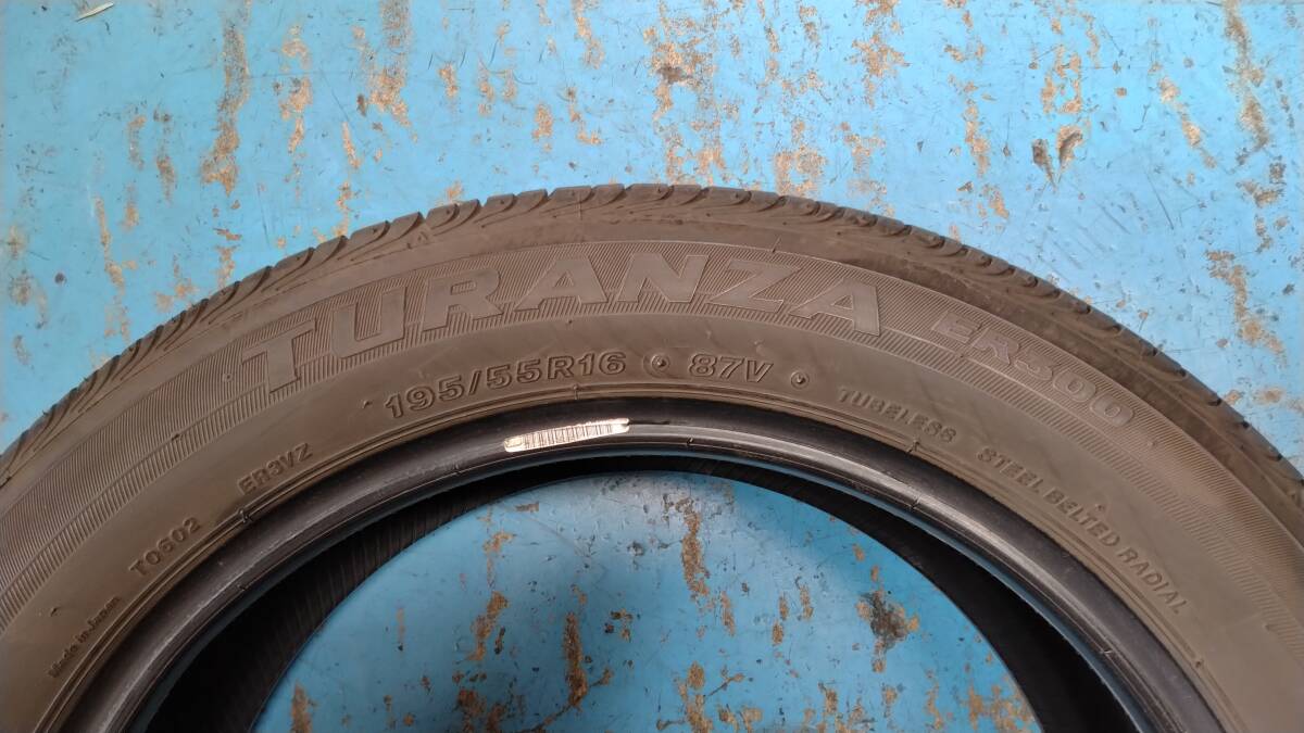 【即落札設(shè)定】 溝充分? ★2020年制★ 195/55R16 BRIDGESTONE TURANZA ER300 中古 4本 195/55/16 トランザ プリウス プレミオ アリオン