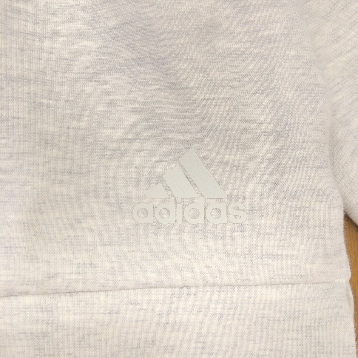 美品 adidas アディダス カフス ドッキング スウェット クロップドトレーナー M 杢グレー カットソー トレーニング ランニング スポーツ