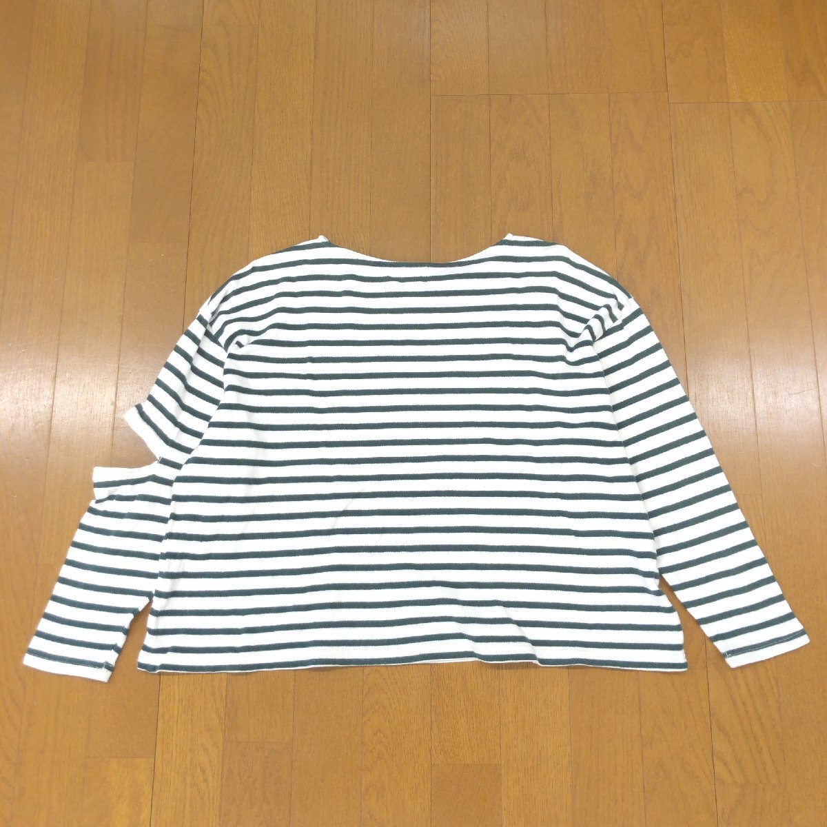 6 ROKU UNITED ARROWS ロク ユナイテッドアローズ 定価14,000円 ボーダー スリットスリーブ プルオーバー 36 日本制 カットソー Tシャツ