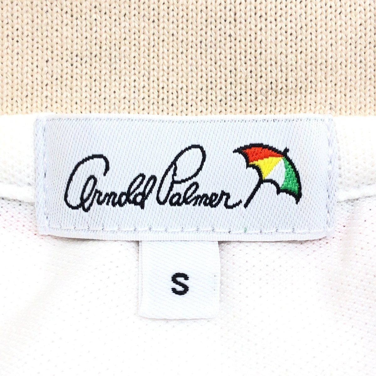 美品 ARNOLD PALMER アーノルドパーマー ロゴ刺繍 ストレッチ 鹿の子 ポロシャツ S 白 ホワイト 半袖 カノコ ワンポイント カジュアル 紳士